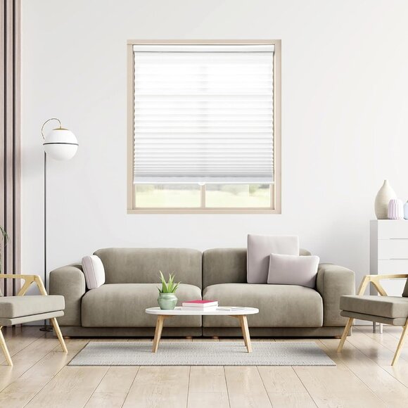 DEZ Furnishings Cordless Light Filtering Pleated Shade, 46"W x 64"H White - Picture 4 of 7